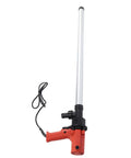 Heavy Lifter Electric Drum Pump Transfer System Moves Liquids With No Sweat Operating Featuring One Button Push And Blistering Eight Thousand Rpm Rotation Powered By Standard Us Outlet For Fast Fuel Or Chemical Transfer - electric pump with red handle and silver tube.