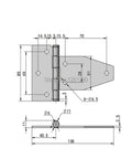 Built Tough As Nails Electric Switchgear Box Door Hinge Hardware For Control Automation Equipment detailed technical drawing with dimensions.