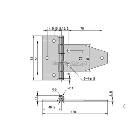 Built Tough As Nails Electric Switchgear Box Door Hinge Hardware For Control Automation Equipment detailed technical drawing with dimensions.