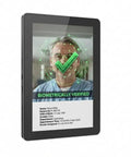 Dope AI Powered 10 Inch Touchscreen All In One Development Board With Six Tops NPU showing biometric verification interface and patient info.