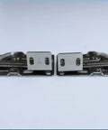 Heavy Duty Steel Tip Out Tray Hinges For 45 Degree Cabinet Drawer Pullouts featuring brushed nickel scissor hardware close-up view.