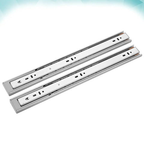 Beefy Heavy Duty Steel Drawer Slides With Buffer Closure And Smooth Load Bearing, Three Section Guide Rail, Silent Double Row Ball Bearings, Sturdy Silver Drawer Track For Kitchen Cabinets And Dresser Drawers, silver steel