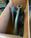 Heavy Duty 3 Ton Ratchet Arbor Press Featuring Rapid Ram Action And Counterweighted Handle built like a tank inside wooden crate.