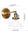 Straight Up Stunning Nordic Metal Wall Sconce With Adjustable Hand Blown Glass Shade And No Fuss Switch E27 One Light Wall Lamp dimensions with gold finish.