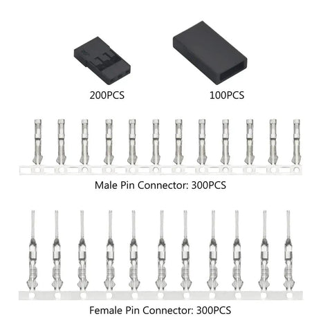 900 Piece Universal Servo Cable Connector Kit With Male And Female Crimp Pins 2.54mm Pitch Compatible With JR Hitec