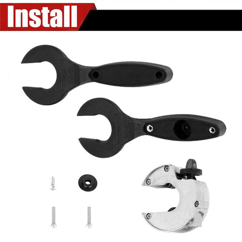 2-In-1 Tubing Cutter With Ratchet Handles For Copper Pipe 1/4 To 7/8 Inch Close Quarters PVC Cutter, shown with accessories