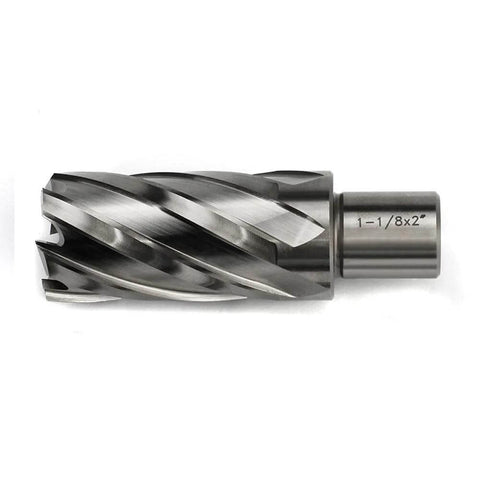 Annular cutter with Weldon shank, 1-1/8 in diameter, 2 in cutting length, steel finish