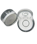 Three clear Bubble Level Bullseye Spirit Level Vial 18 * 9mm Circular Horizontal showing the level indicators.