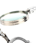 Go-To Magnetic Helping Hand With Four PCB Pillars And Three Magnifying Lamps, flexible arm close-up with steel and acrylic lens