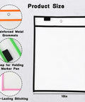 8 Pack Dry Erase Pocket Sleeves 10 By 14 Inches Reusable Clear Plastic Sheet Protectors With Binder Ring Heavy Duty Ticket Holders For Office, Shop And Classroom Use Colorful with reinforced metal grommets and stitching details.