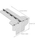 Two Pack Flight Case Corner Hinge Kit, Heavy Duty Cabinet Corner Protector, metal hinge with dimensions, silver color.