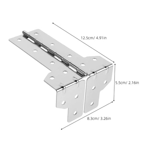 Two Pack Flight Case Corner Hinge Kit, Heavy Duty Cabinet Corner Protector, metal hinge with dimensions, silver color.