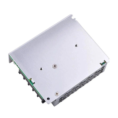 Rock Solid AC DC Power Supply 35W 12V 3A Universal Input Efficient Switching Adapter top view showing sturdy metal casing design.