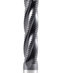 Roughing end mill, 1/2 in diameter, M42 cobalt TiAlN-coated, 4-flute.