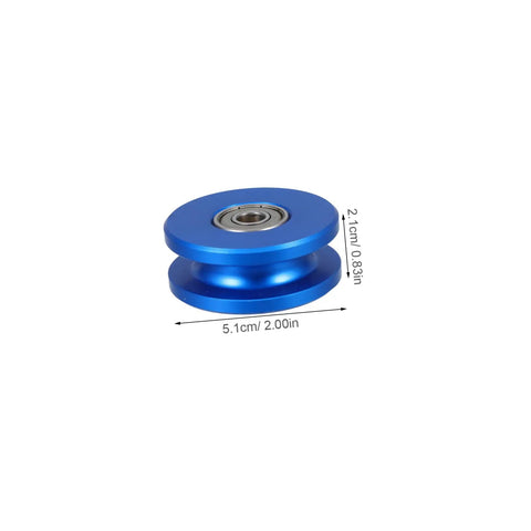 Heavy Duty Fitness Pulley Wheel With Aluminum Alloy U Groove And Dual Bearings, Silent Roller For Cable Pulley Systems, Gym Equipment Accessory For Home Gyms And Commercial Setups, Smooth, Durable, And Low Noise Performance. blue 5.1cm pulley wheel with 2.1cm bearing groove