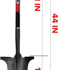 Heavy Duty Garden Shovel With Serrated Blade For Root Cutting And Digging In Tough Soil, Ergonomic Steel Spade, 44in, Red Handle