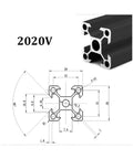 2 Pack 20x20 Aluminum Extrusion Profiles Frame Kit In Black 100 To 1000mm Dual Track diagram and close-up view