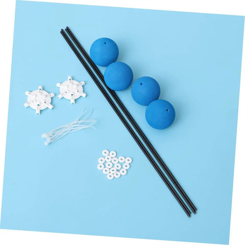 Drone And RC Helicopter Training Gear Kit, Four Piece Easy Install Landing Gear Set displayed with rods, blue balls, connectors.