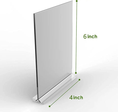 Clear Acrylic Sign Holder 4x6 Inches Three Pack T Shape Desktop Display Stand Double Sided Vertical Table Sign Holder