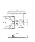 Industrial Grade Iron Hinge For Electric Switchgear And Automation Control Panel Doors Featuring Heavy Duty Construction And Badass Cabinet Swing Action, technical drawing dimensions.