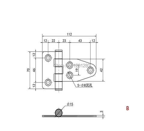 Industrial Grade Iron Hinge For Electric Switchgear And Automation Control Panel Doors Featuring Heavy Duty Construction And Badass Cabinet Swing Action, technical drawing dimensions.