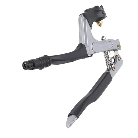 RitoEasysports Electric Badminton Racket Trumpet Plier Crimping Machine with black rubber handle and aluminum body for grommets.