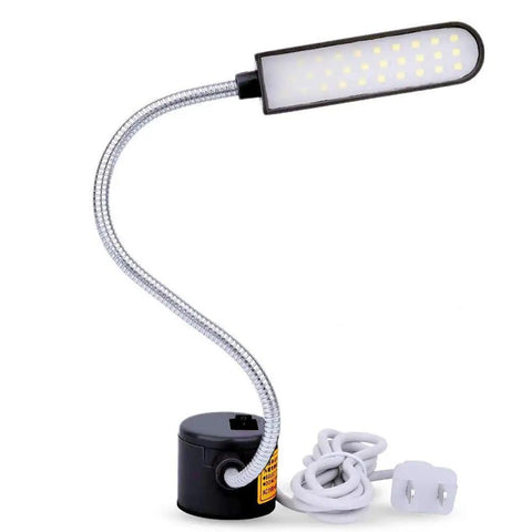 Bright LED Sewing Machine Light With 30 LEDs And 6W Power, Flexible Gooseneck Work Lamp For Your Workbench Lathe And Drill Press, Daylight White, Magnetic Mount, Black Finish