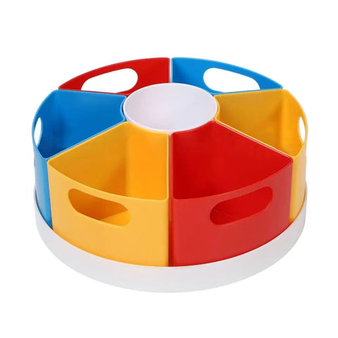 Spinning Desk Organizer With Six Compartments For Pens, Art Supplies, And Makeup Accessories, 360 Degree Rotating Desktop Organizer For Home, Vanity, Or Nightstand, six-color plastic