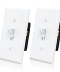 Digital Toggle Dimmer Switch for Dimmable LED, CFL, and Incandescent Lights, Smooth Dimming, 2 Pack, White, frontal view