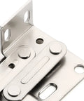 Close-up of nickel-plated steel scissor hinge for front drawers, part of 2 Pack Tip Out Tray Hinges For Kitchen Sink And Bathroom Cabinets.