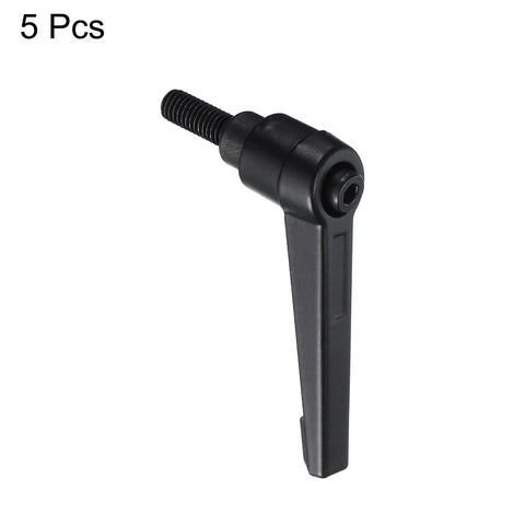5 Pack Heavy Duty Quick Swap Clamping Levers Tough As Nails M6 Locking Handles Black Oxide Carbon Steel, single lever close-up.
