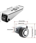 Image of Heavy Duty Anti Sagging Gate Stabilizer Roller Wheel With Slick Silenced Bearings and Tough As Nails Floor Cushion Pads measurements.