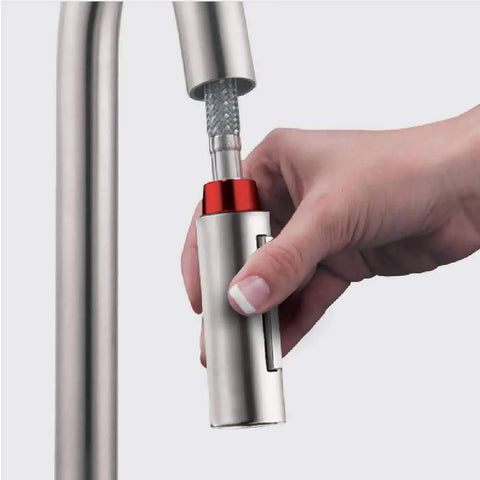 Hand installing 59 Inch Pull Down Kitchen Faucet Hose Replacement No Fuss Easy Install 95507000 95506000 Compatible With Pull Down Sprayers