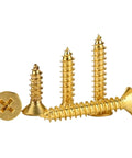 Brass Phillips Countersunk Head Self Tapping Wood Screws M5x25 5 Pack showing dual end thread design