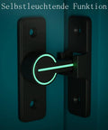 Keyless 90 Degree Barn Door Lock Hardware With Night Light Mode Heavy Duty Zinc Alloy Matte Black Gate Latch installed
