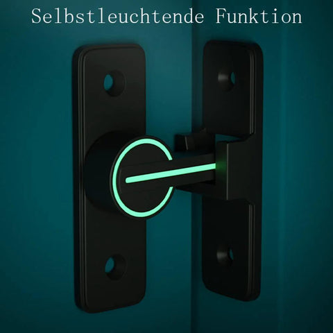 Keyless 90 Degree Barn Door Lock Hardware With Night Light Mode Heavy Duty Zinc Alloy Matte Black Gate Latch installed