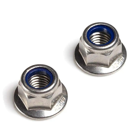 Pack Of 25 M5 X 0.8 DIN 6926 Hex Flange Nylon Insert Lock Nuts, 18-8 Stainless Steel 304 Bright Finish, Thread Size M5, Heavy Duty, Vibration Resistant Fastening For Mechanical Projects