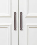 2 Pack Zinc Alloy Kitchen Cabinet Door Handles Retro Drawer Pulls Vintage Wardrobe Handles for Home and Office Furniture Hardware Stylish Easy Grip Pulls for Cabinets and Dressers installed on white cabinet doors