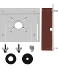 Dioche Router Table Insert Plate Aluminum Alloy Wood Milling Flip Board For Trimmers And Engraving Machines Set Of 2 showing parts including aluminum plate and accessories.