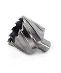 Oscarbide annular cutter for magnetic drill press, 2 in dia, 1 in DOC, 3/4 in Weldon shank with 2 flats and pilot pin.