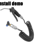 Heavy Duty Air Blow Gun Kit With 16 Ft Coiled Polyurethane Hose, nozzle and connector for pneumatic air duster usage.