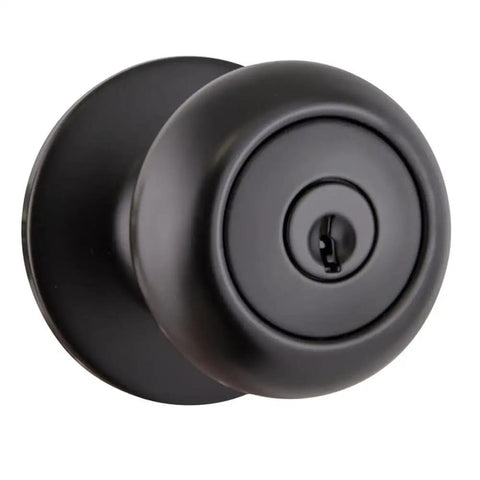 Keyed Entry Door Knob In Matte Black With Anti Bump Technology Reversible Design Fits One And Three Eighths To One And Three Quarters Inch Doors