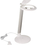 High Visibility Dimmable LED Magnifying Desk Lamp With 2X Lens 5 Dioptre Bright Daylight LEDs, open lid view, power cord