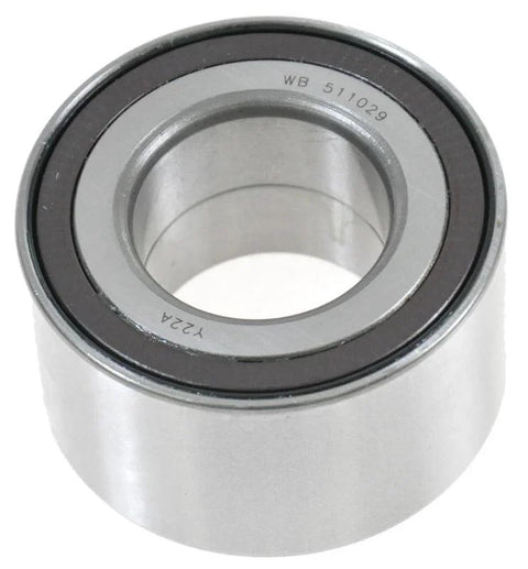 Close-up of a metal wheel bearing for Honda CR-V 2002-2006, part of the Rear Wheel Bearing Set For 2002-2006 Honda CR-V - Bolt-On No-Fuss OE Replacement Direct Fit, Includes Both Rear Bearings, Driver And Passenger Side, Easy Install, Long-Lasting Durability.