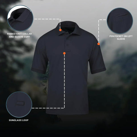 Women’s Short Sleeve Cotton Polo Shirt Built For The Daily Grind With Sick Comfort Straight Up Ntoa Approved First Responder Gear Kickass Uniform Fit In Midnight Navy Xxl with ribbed collar and pen pocket.