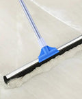 All In One Floor Squeegee With Long Adjustable Handle From 25 To 50 Inches No Bending Back Saver Heavy Duty Foam Blade Wiper in use