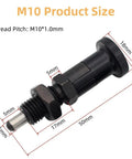 M10 thread size of Rock Solid Push Fit Ball Nose Carbon Steel Spring Knob Plunger with dimensions labeled clearly.