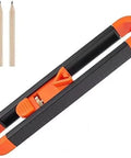 Heavy Duty Double Ended Contour Scribe Gauge With Smooth Ball Bearing Wheels And Locking Pencil Clamp shown with pencils for template tracing.