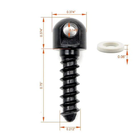 Close-up of Six Piece Sling Mounting Kit with Swivel Studs for Rifles, showing a 0.75-inch black screw and white spacer