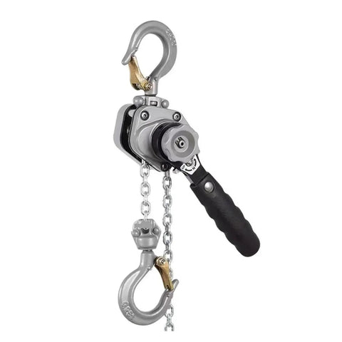 Compact Aluminum Alloy Hand Chain Hoist With Lever Lifting Tackle 0.25 Ton Capacity And 1.5 Meter Height close-up view of hooks and handle